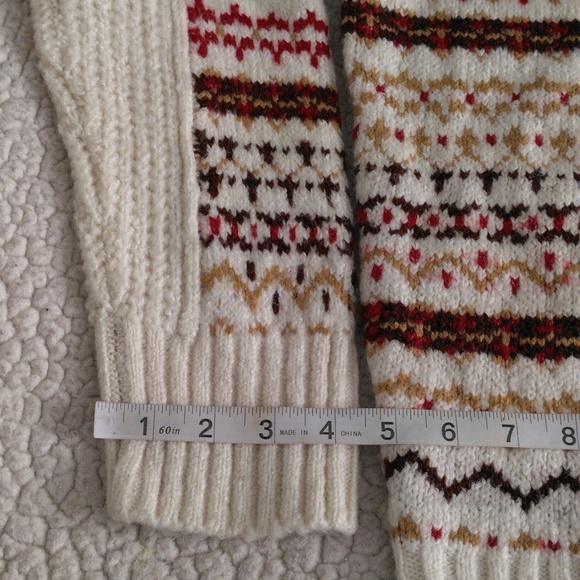 NWT American Eagle XXS Cable Knit Fair Isle Snowflake Mock Neck Sweater - Picture 6 of 17